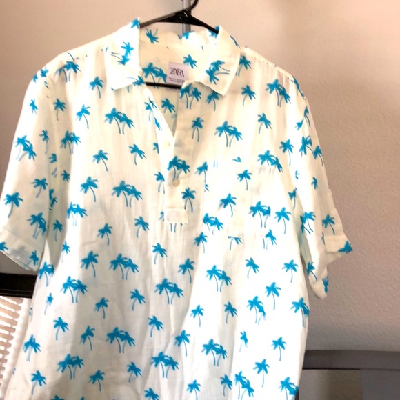 Zara Shirts Summer Button Up Shirt From Zara With Palm Tree Prints